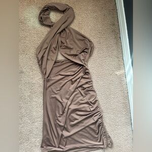 Elegant Brown Halter Dress